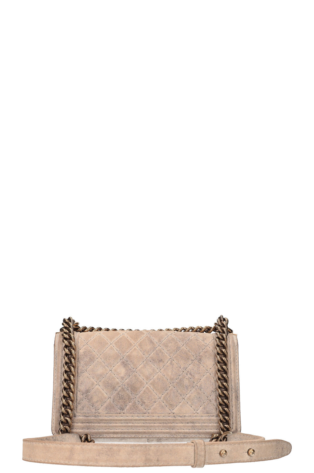 CHANEL Boy Bag Small Distressed Suede Beige