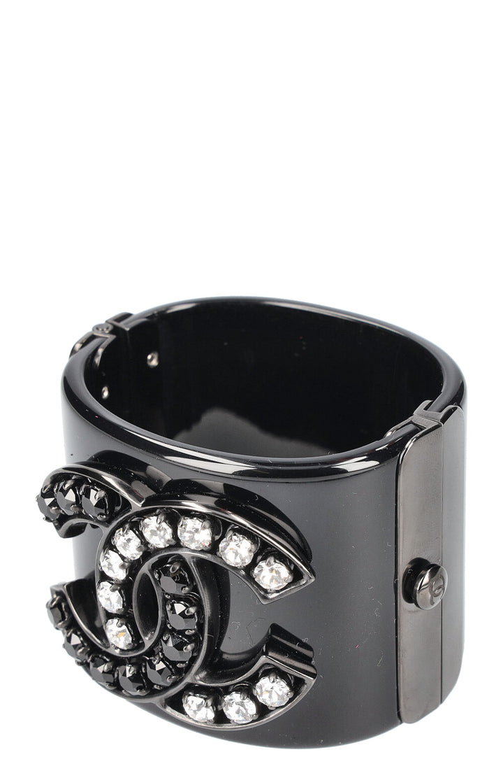 CHANEL Resin Crystal CC Cuff B14 Black