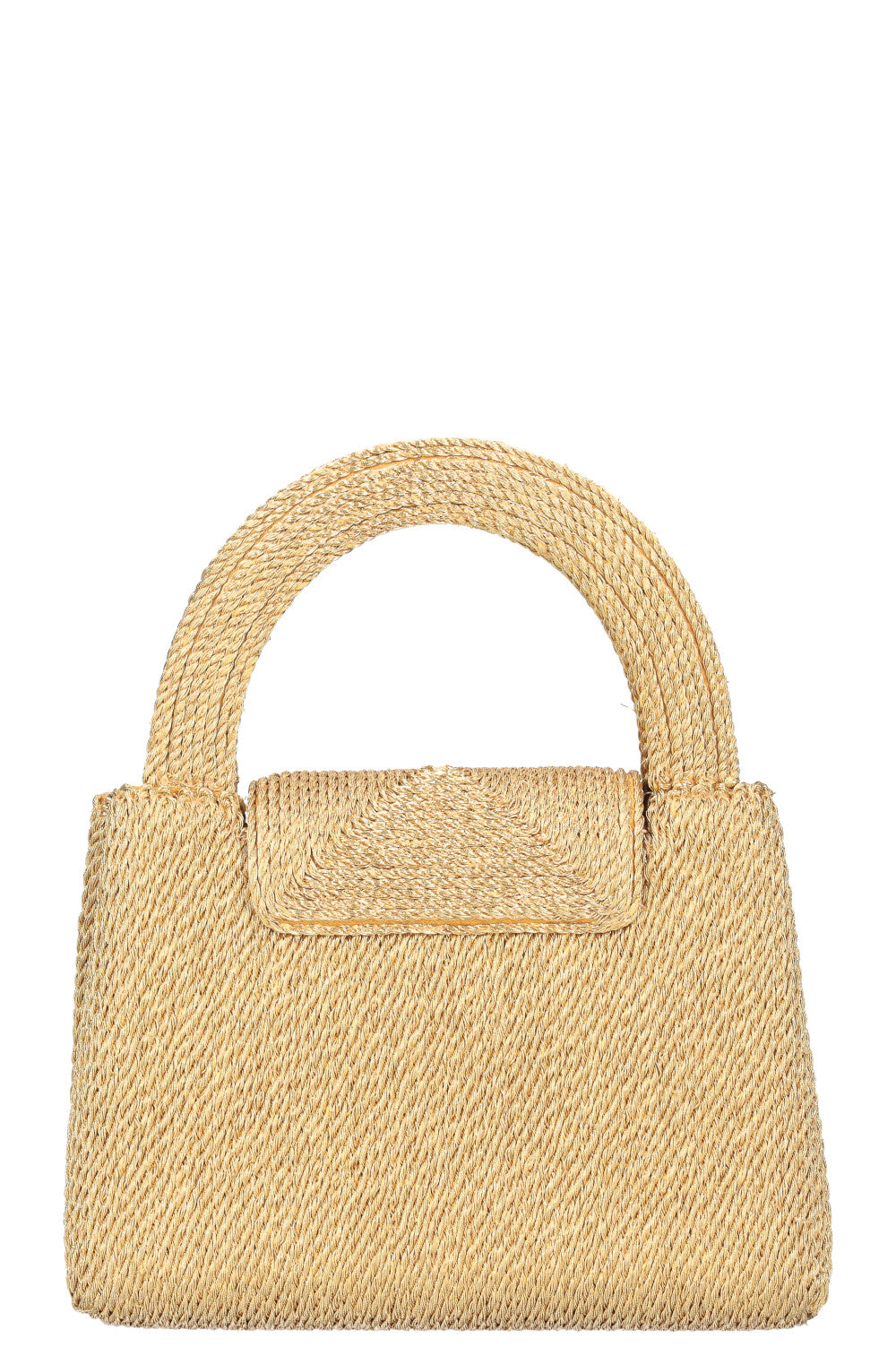 CHANEL Mini Top Handle Bag Woven Rope Gold