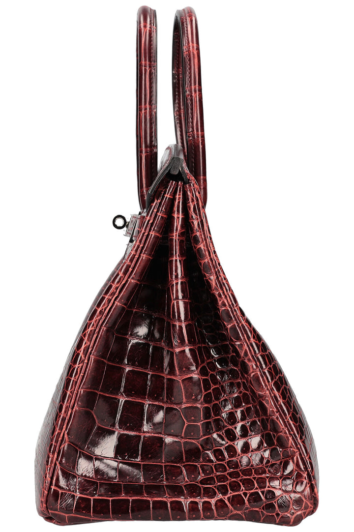 HERMÈS Birkin 35 Crocodile Porosus Lisse Bordeaux