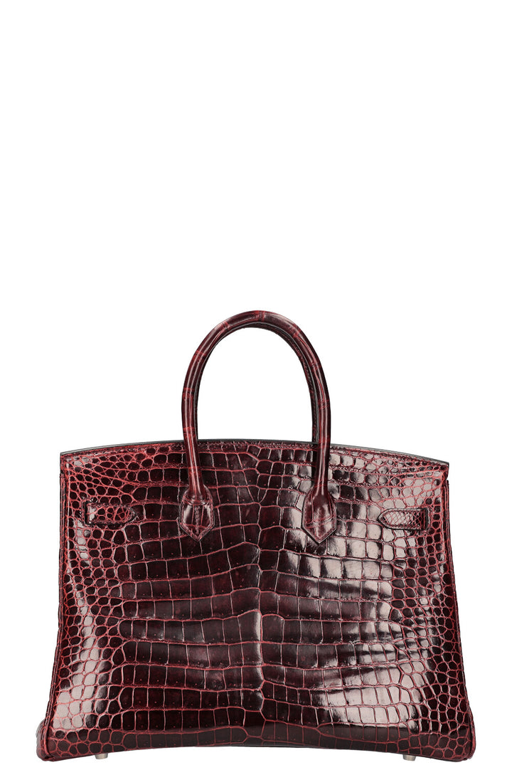 HERMÈS Birkin 35 Crocodile Porosus Lisse Bordeaux