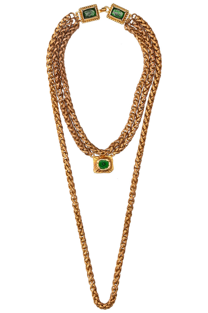 CHANEL Vintage Necklace with Green Gripoix