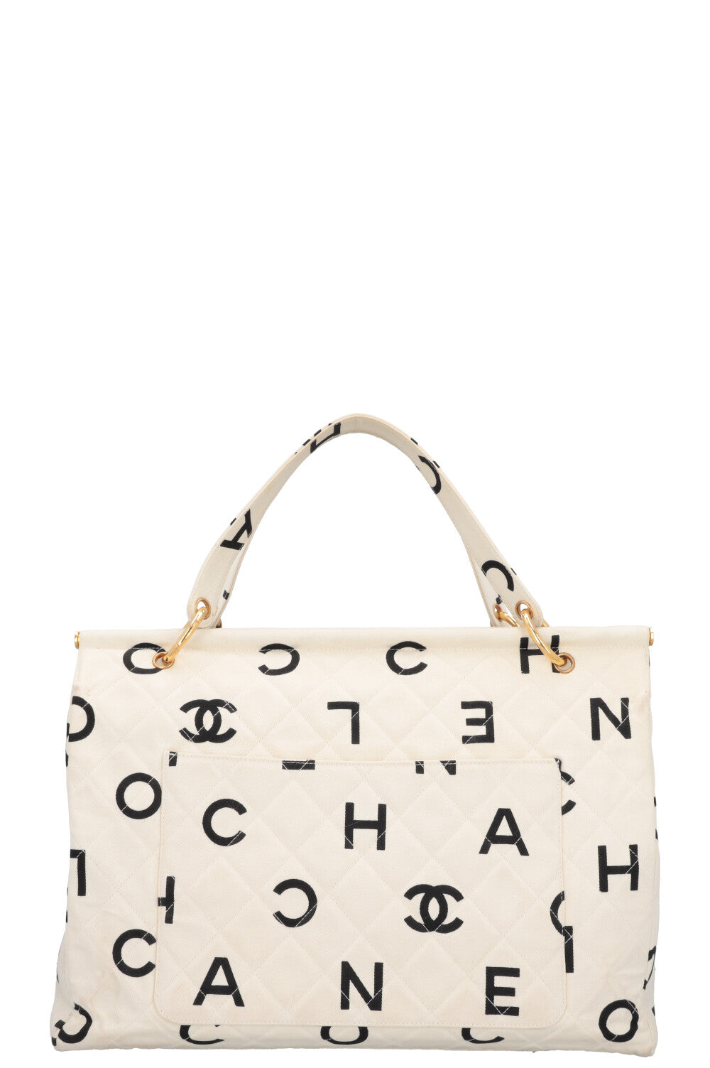 CHANEL Tote Bag Letters Logo White