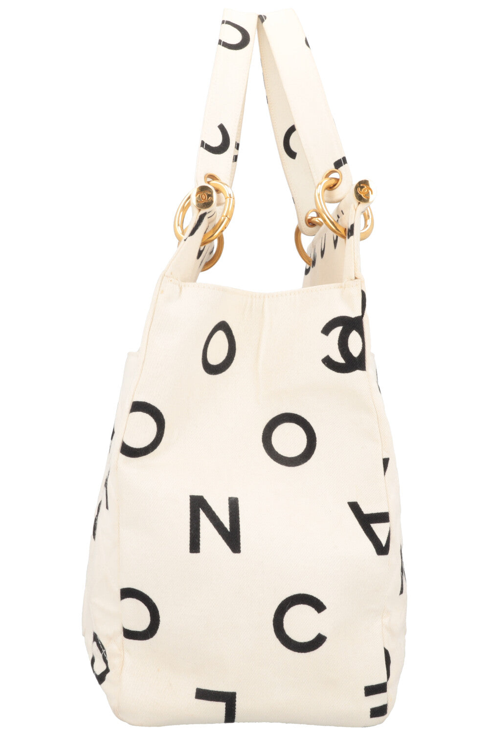 CHANEL Tote Bag Letters Logo White