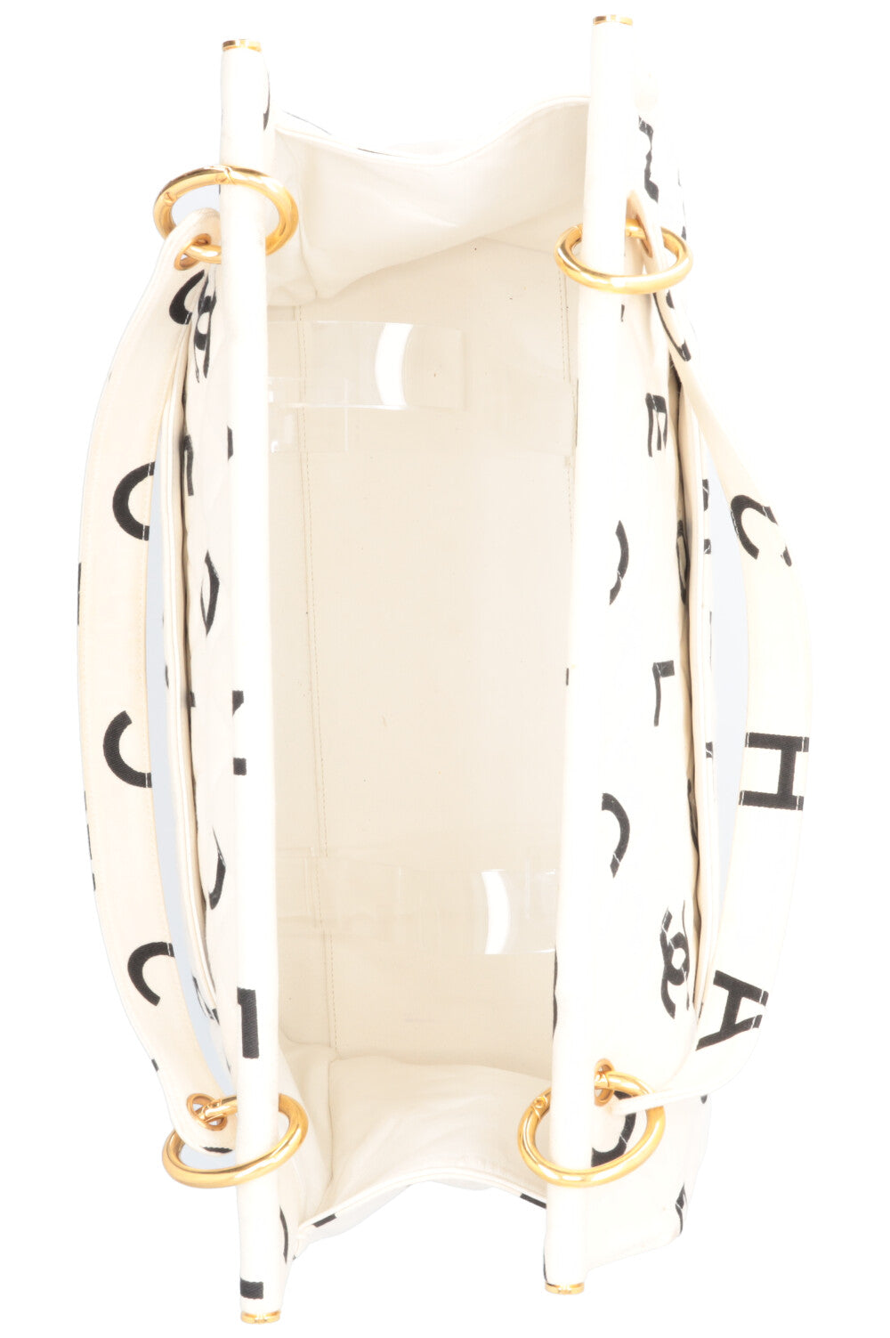 CHANEL Tote Bag Lettres Logo Blanc