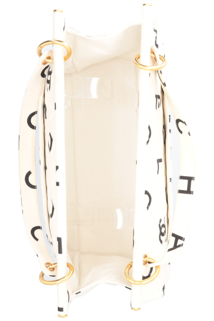 CHANEL Tote Bag Lettres Logo Blanc
