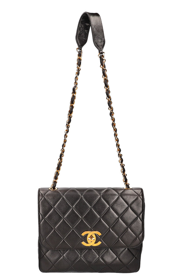 CHANEL Vintage Single Flap Shoulder Bag Quilted Black