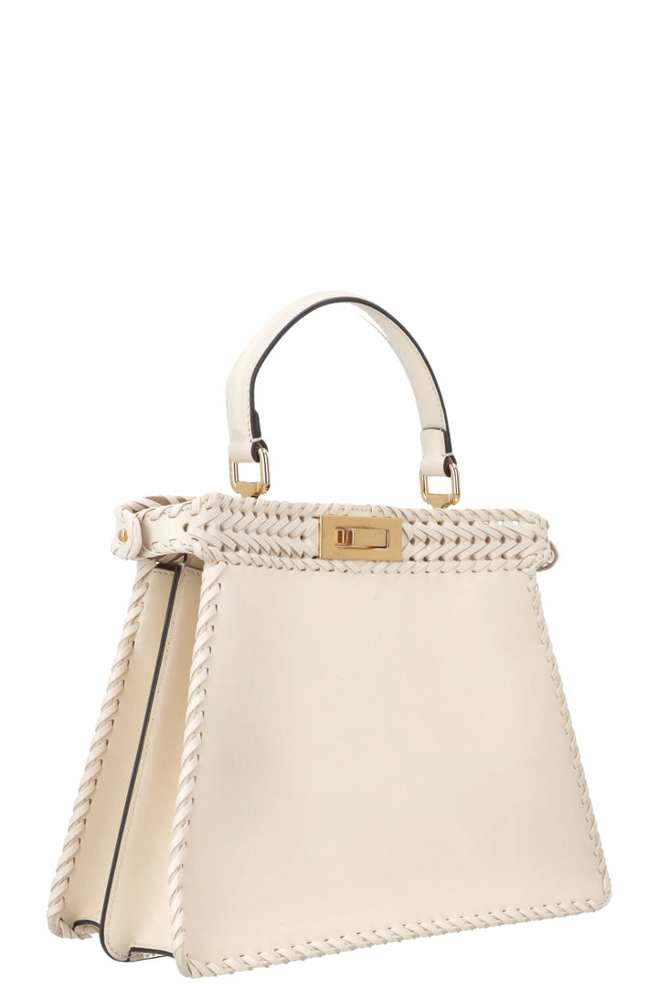 FENDI Peekaboo ISeeU Woven Handbag Cream