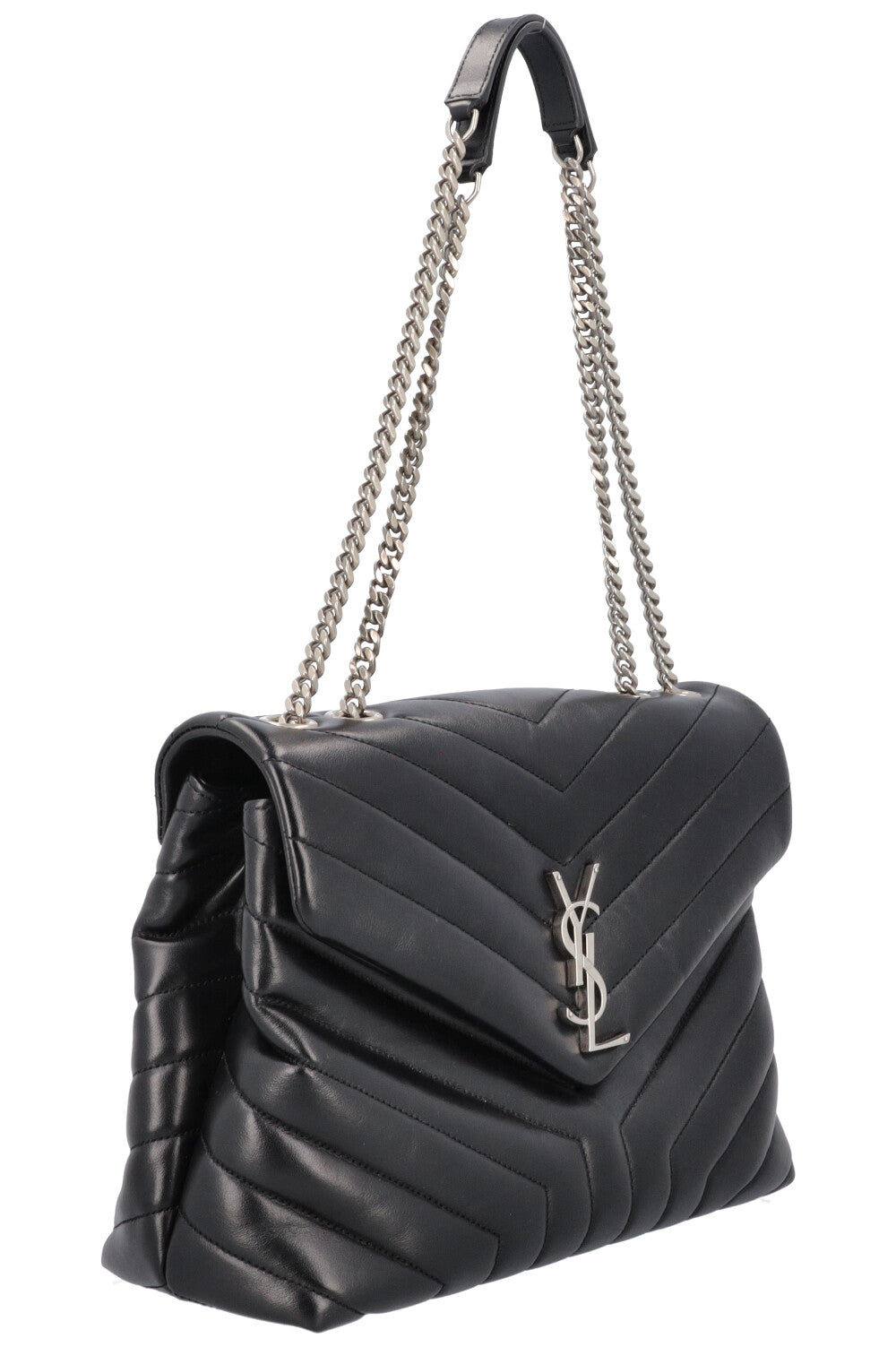 SAINT LAURENT Medium Loulou Bag Black Silver