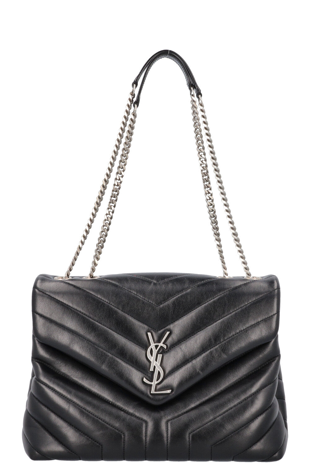 SAINT LAURENT Medium Loulou Bag Black Silver