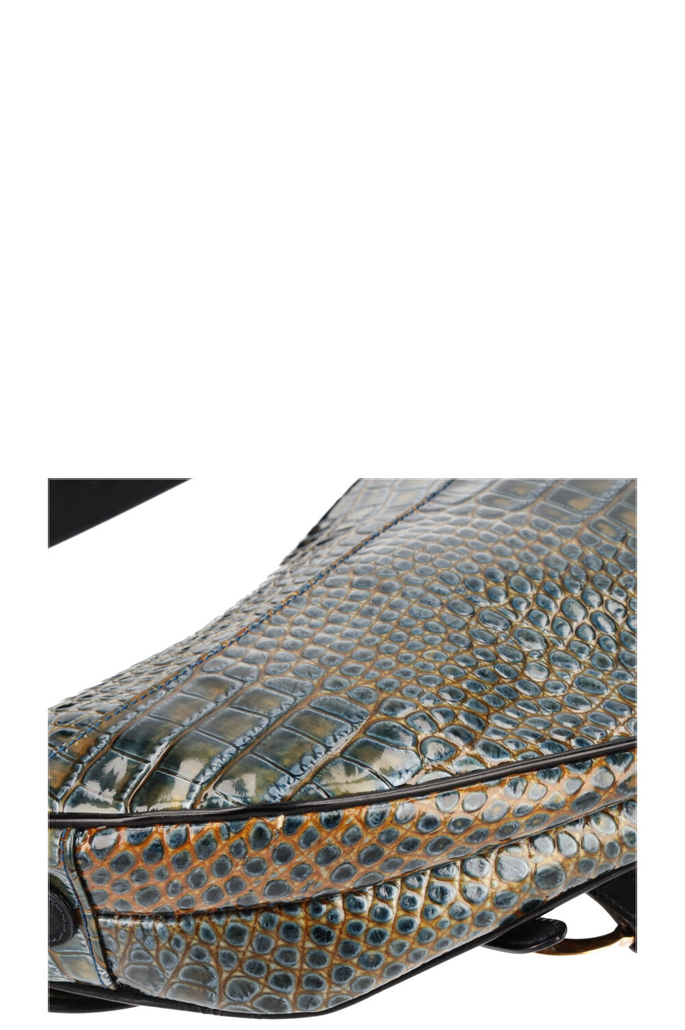 CHRISTIAN DIOR Sac Saddle Croc Embossé Émeraude
