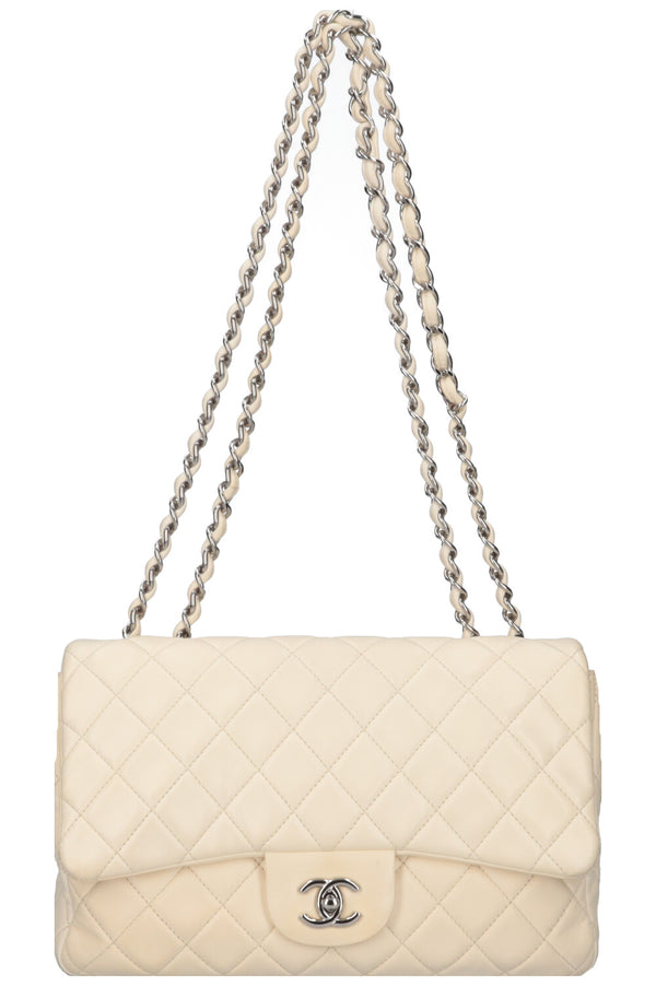 CHANEL Sac à rabat unique Blanc