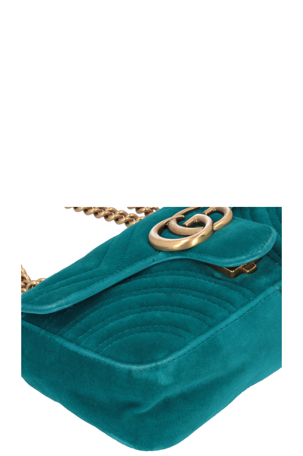 GUCCI GG Marmont Bag Mini Velvet Turquoise