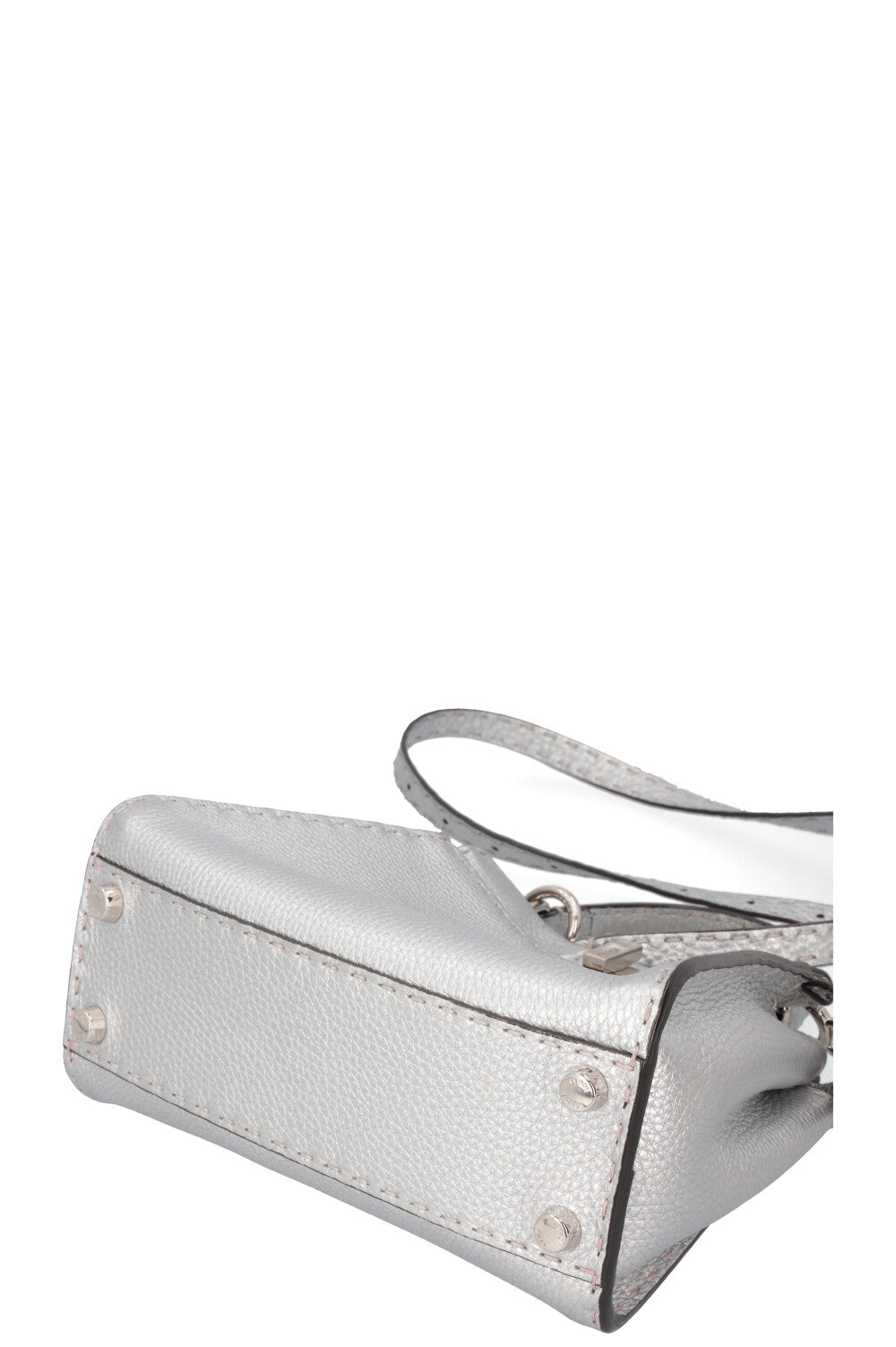 FENDI Peekaboo Bag Mini Leather Silver