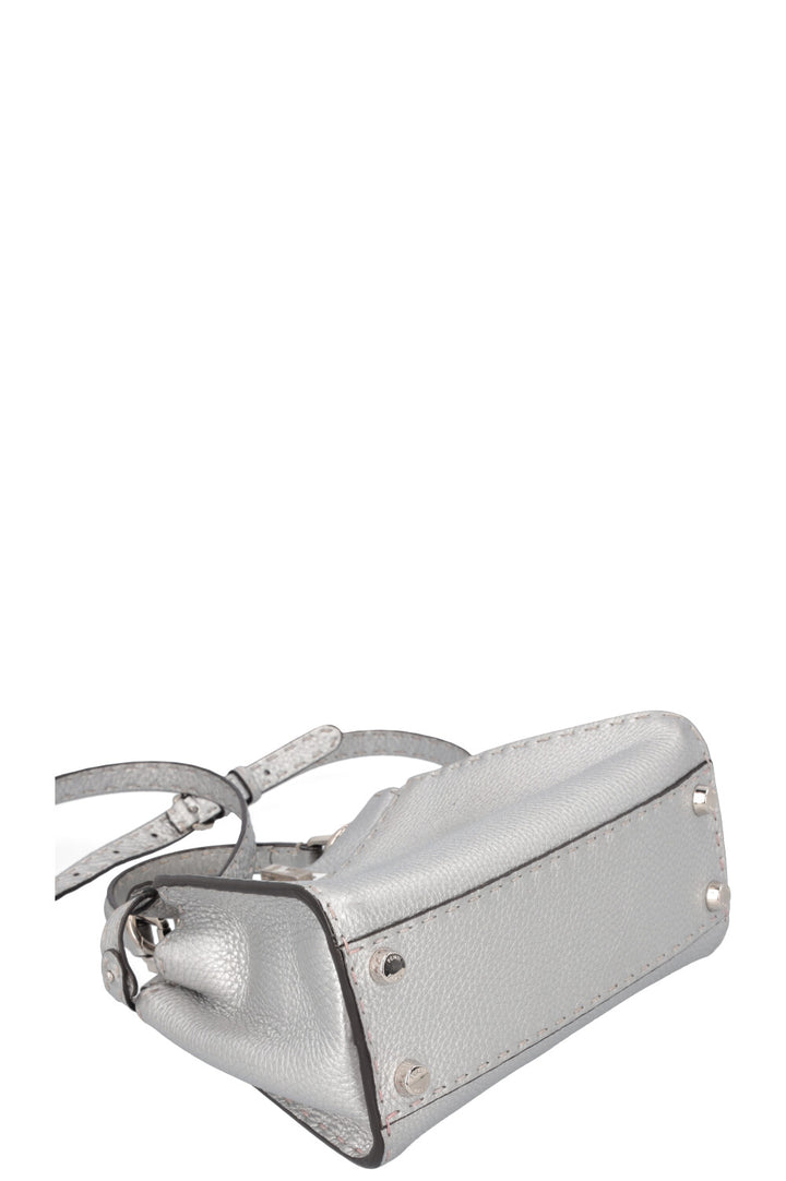 FENDI Peekaboo Bag Mini Leather Silver