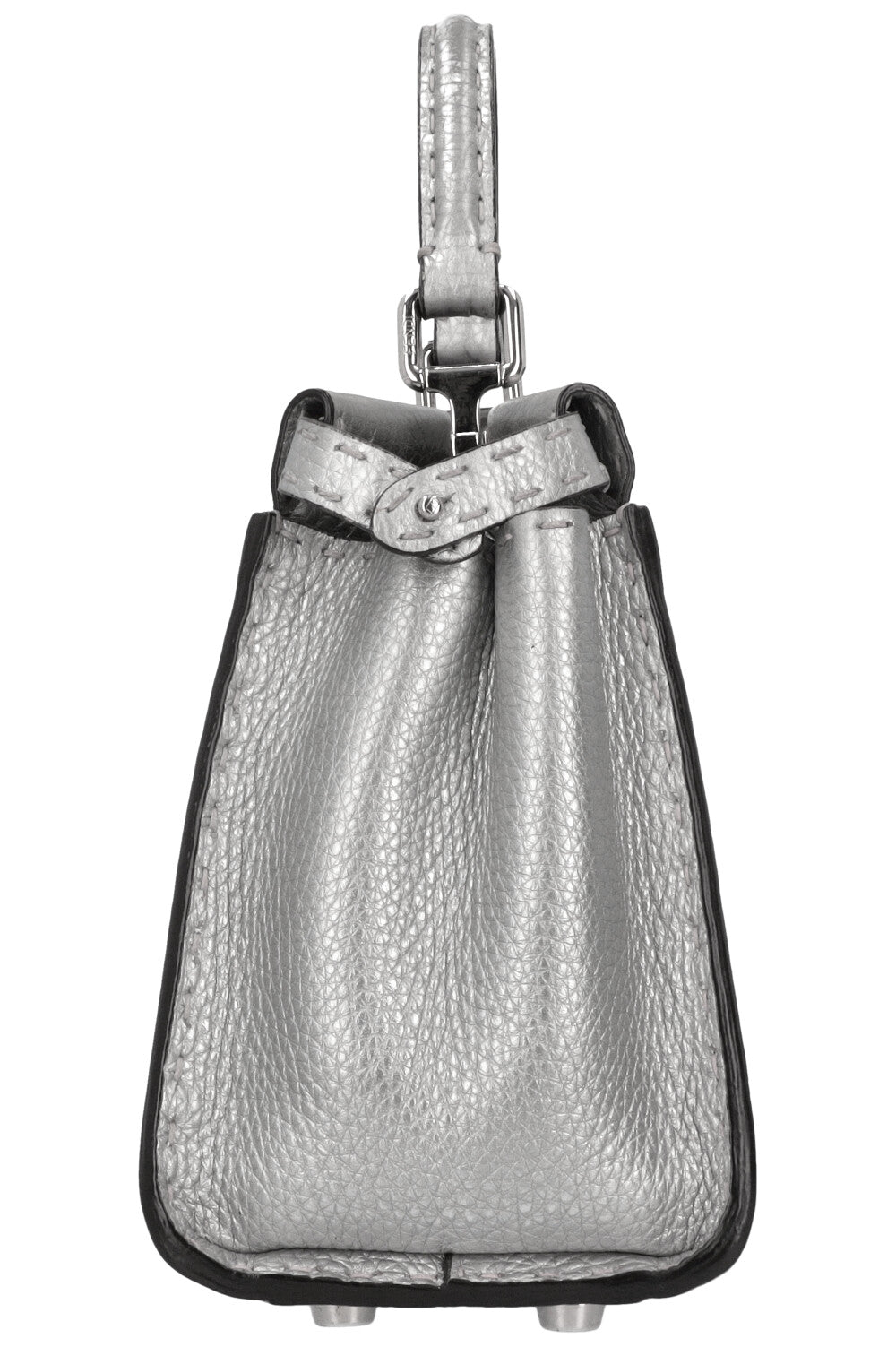 FENDI Peekaboo Bag Mini Leather Silver