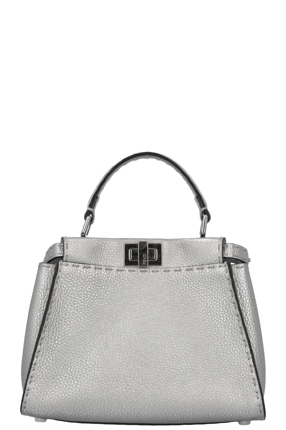 FENDI Peekaboo Bag Mini Leather Silver