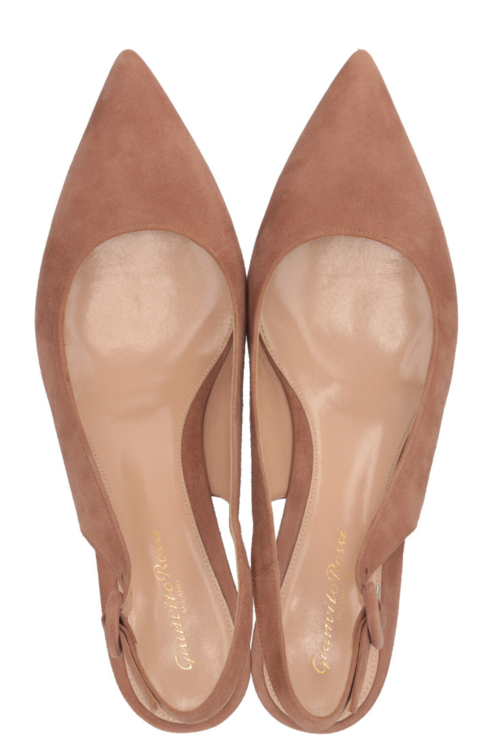GIANVITO ROSSI Amee Praline Escarpins Slingback Daim Nude