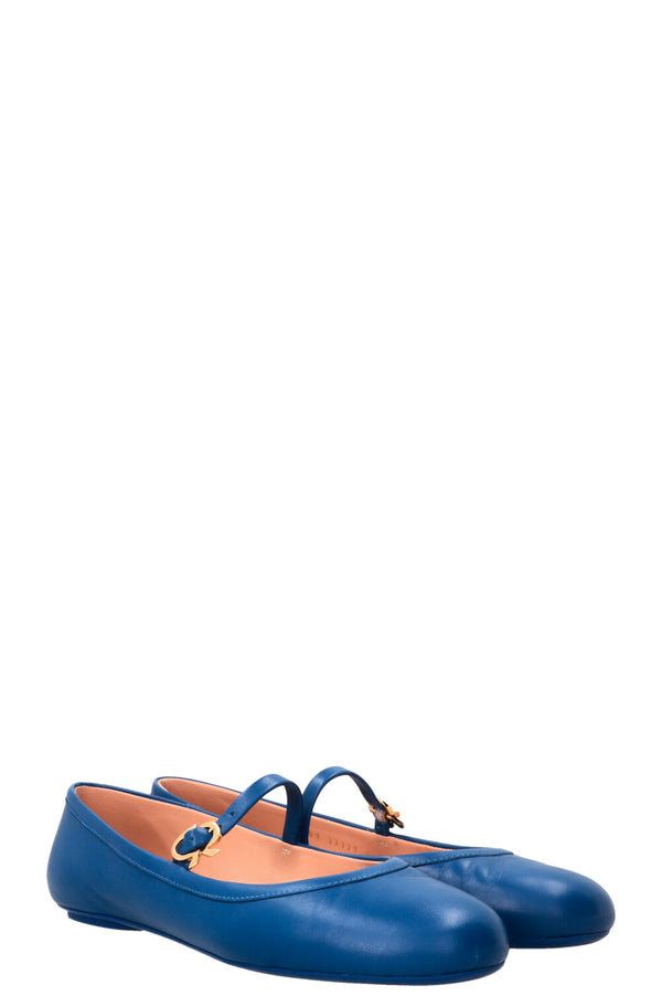 GIANVITO ROSSI Carla Ballerinas Leather Blue
