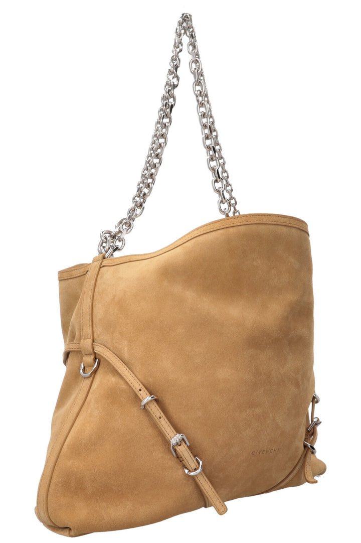 GIVENCHY Sac Voyou à chaîne moyen en daim beige