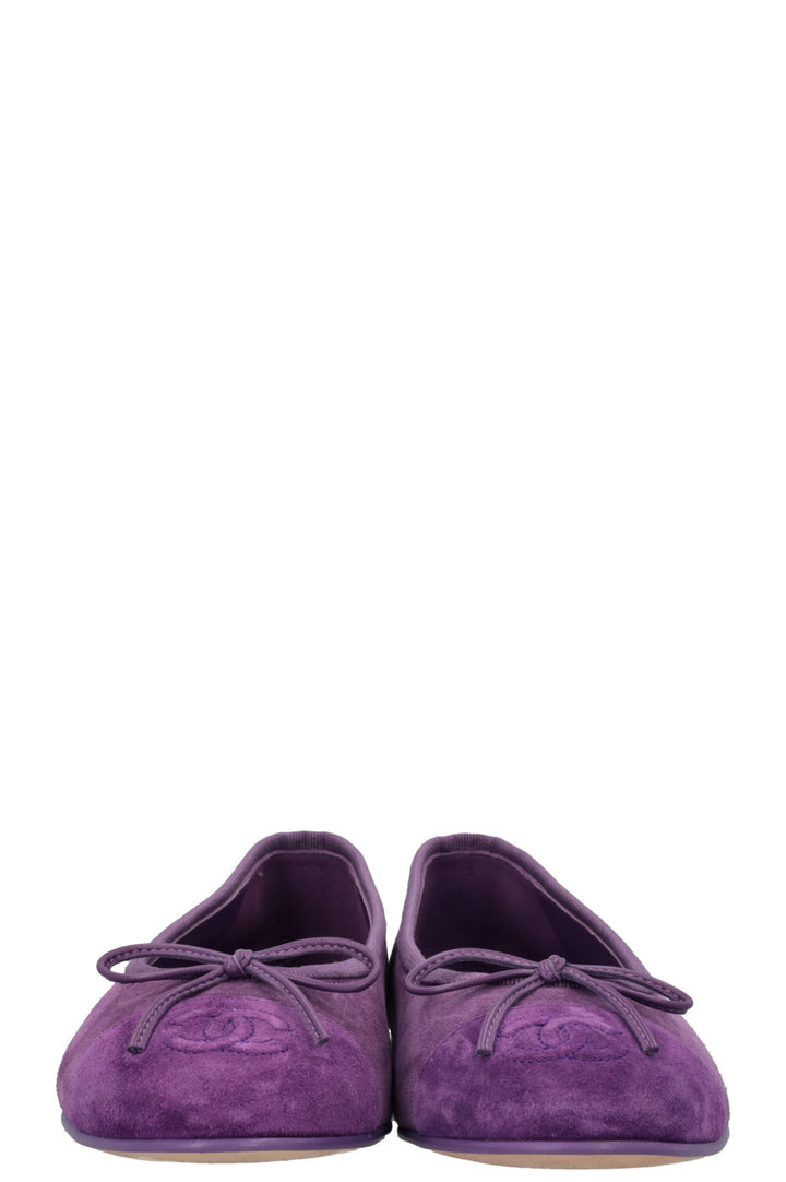 CHANEL Classic Ballet Flats Suede Violet