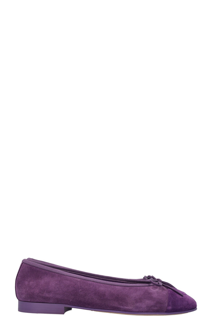 CHANEL Classic Ballet Flats Suede Violet