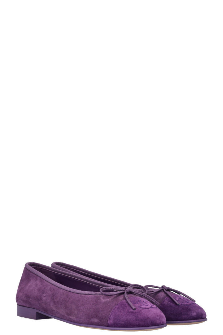 CHANEL Classic Ballet Flats Suede Violet