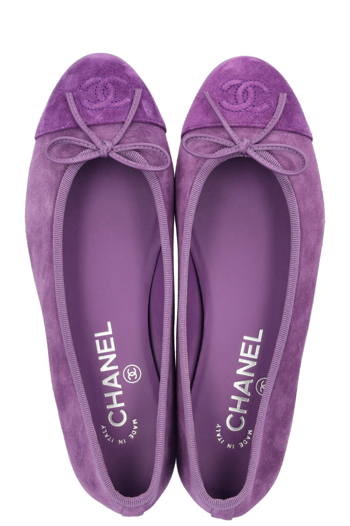 CHANEL Classic Ballet Flats Suede Violet