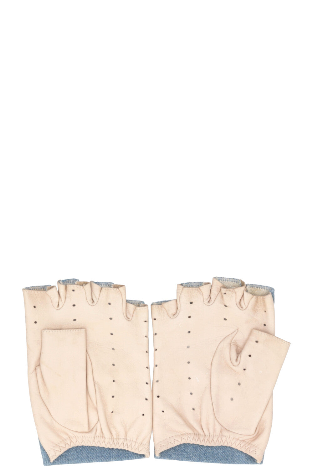 Gants courts CHANEL Camélia en denim blanc