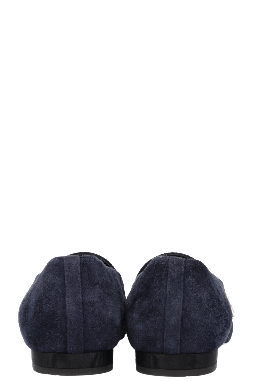 CHANEL Star Crystal Flats Suede Navy