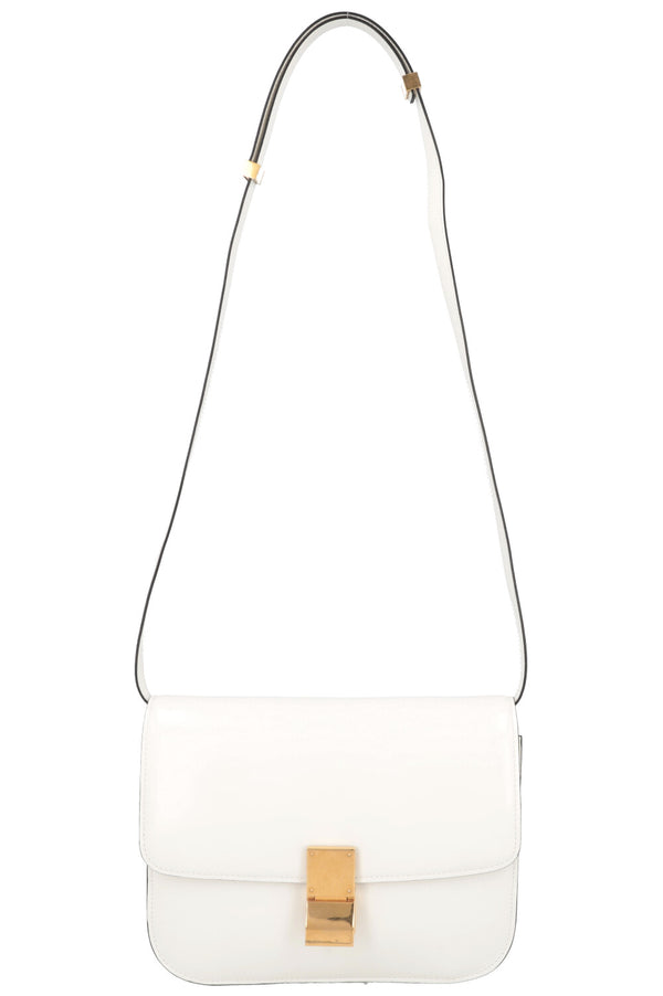 CÉLINE Classic Box Crossbody Bag Patent Ivory
