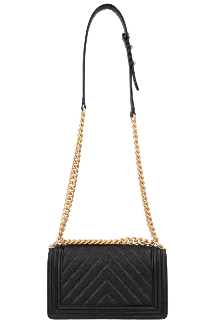 CHANEL Medium Boy Bag Grained Calfskin Black