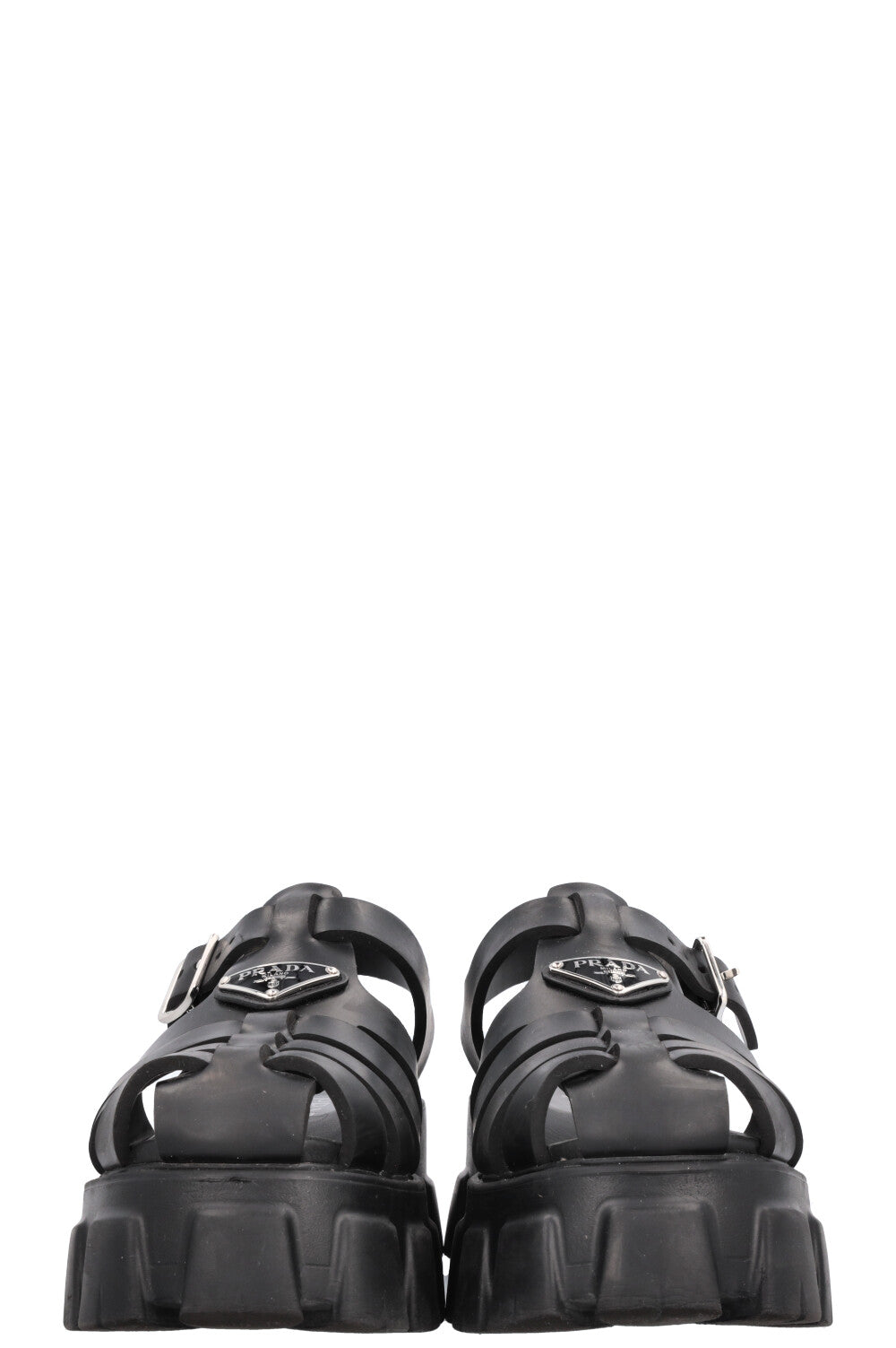 PRADA Rubber Monolith Sandals Black