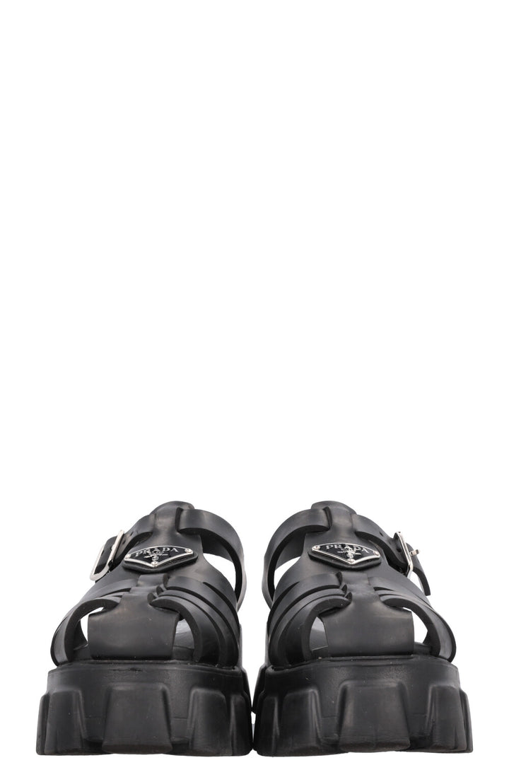 PRADA Rubber Monolith Sandals Black