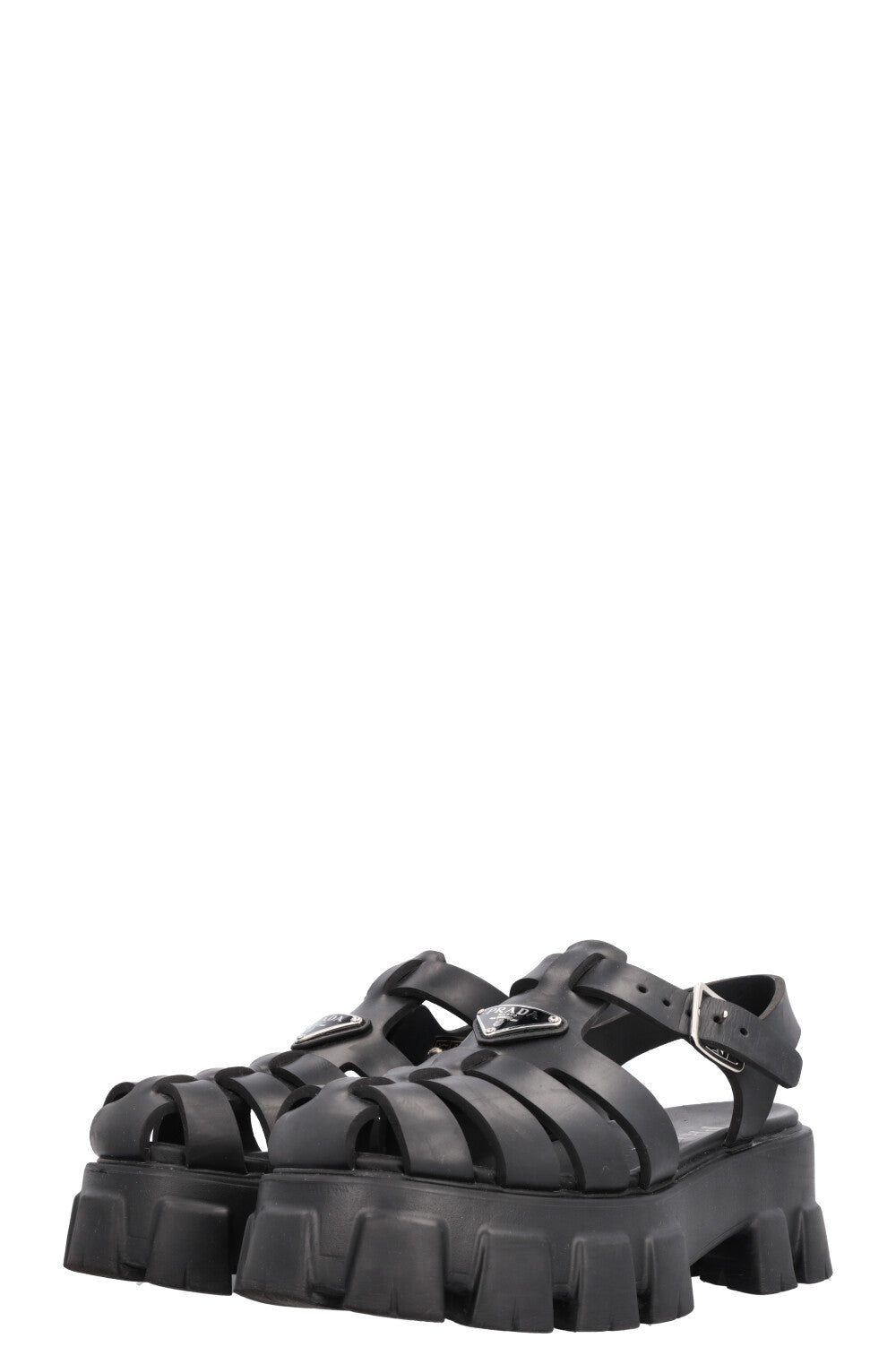 PRADA Rubber Monolith Sandals Black