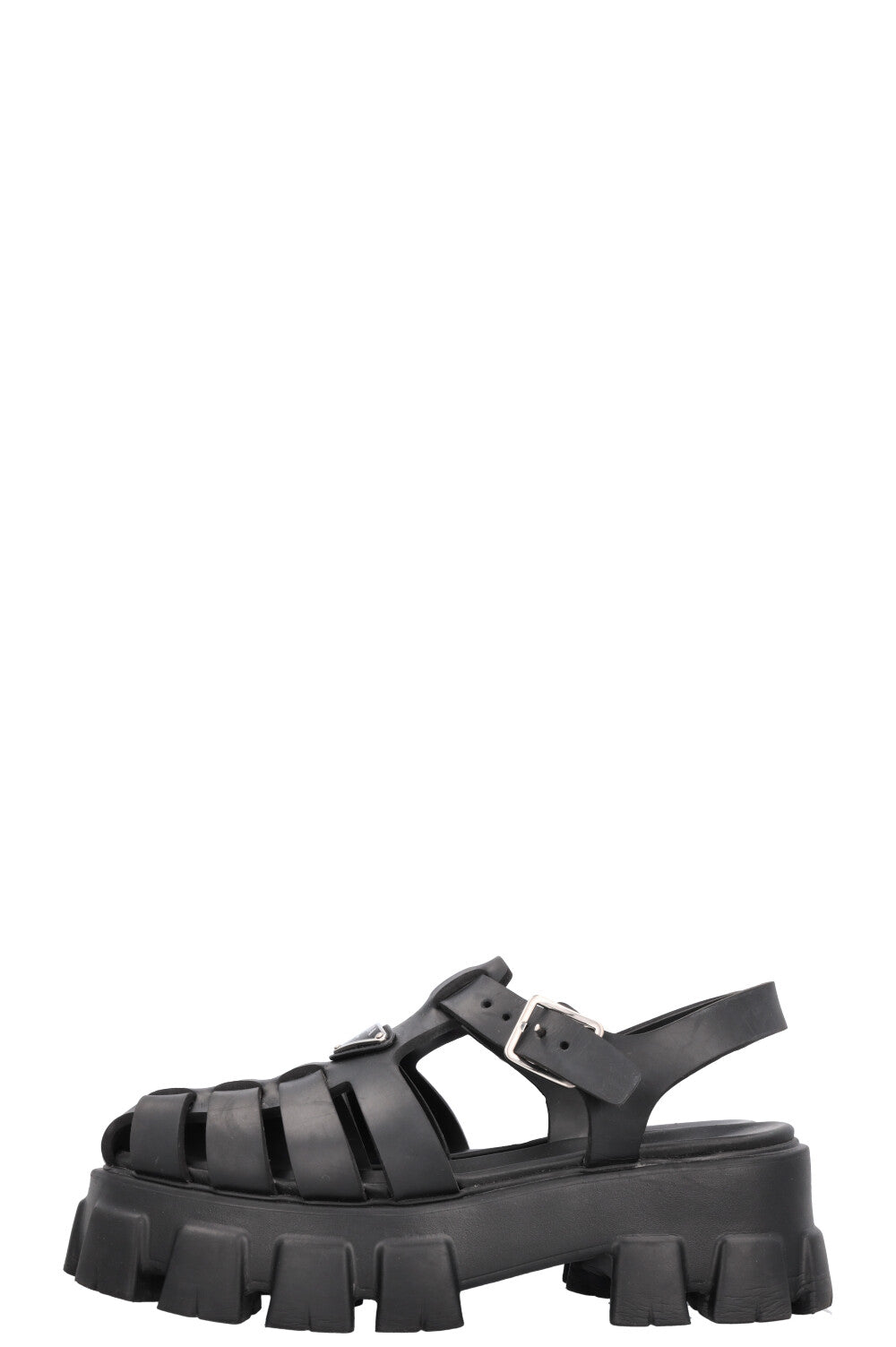 PRADA Rubber Monolith Sandals Black