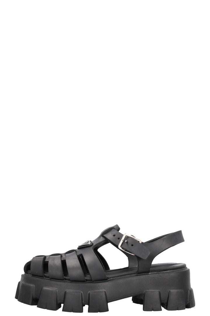 PRADA Rubber Monolith Sandals Black