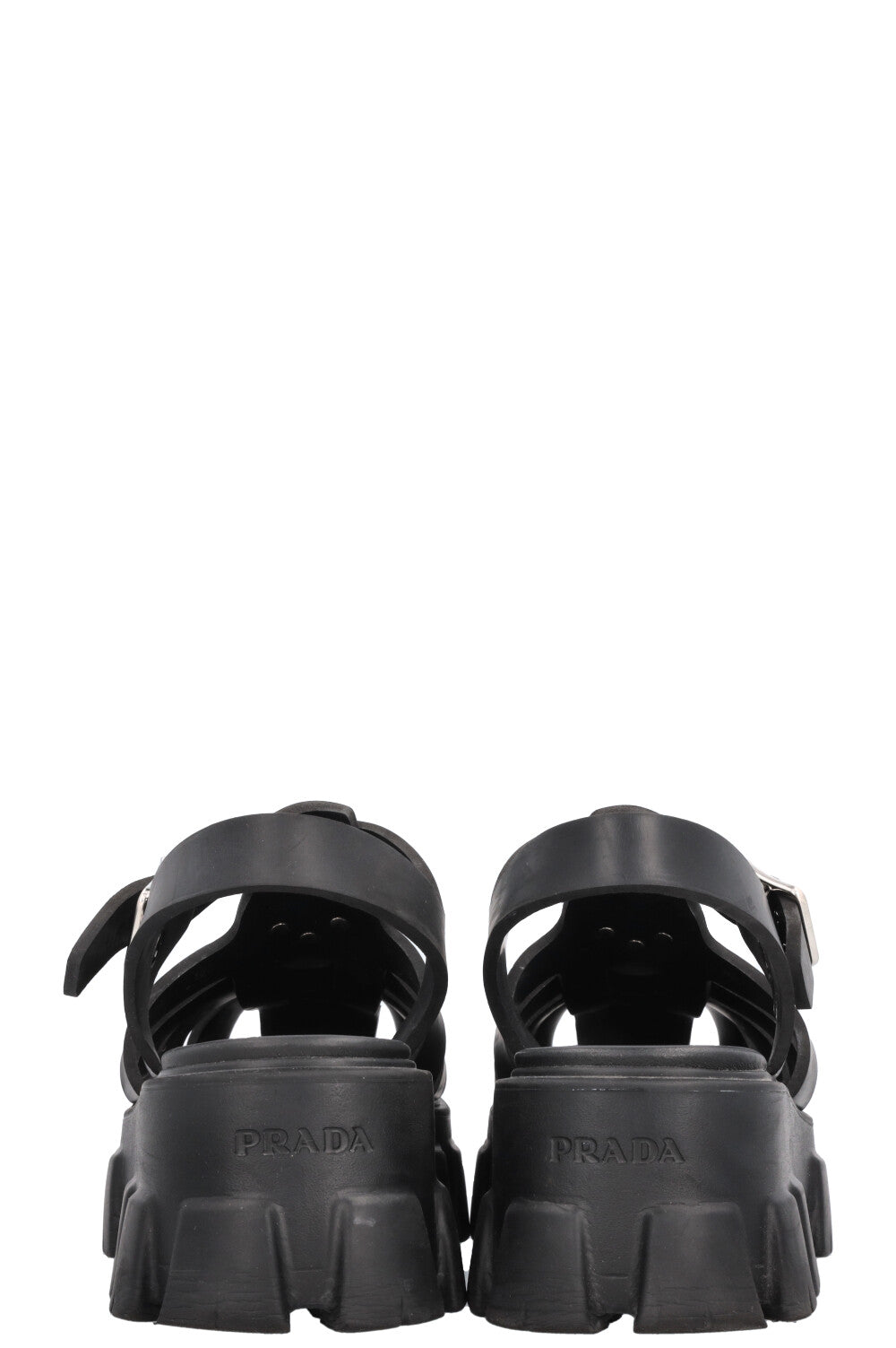 PRADA Rubber Monolith Sandals Black