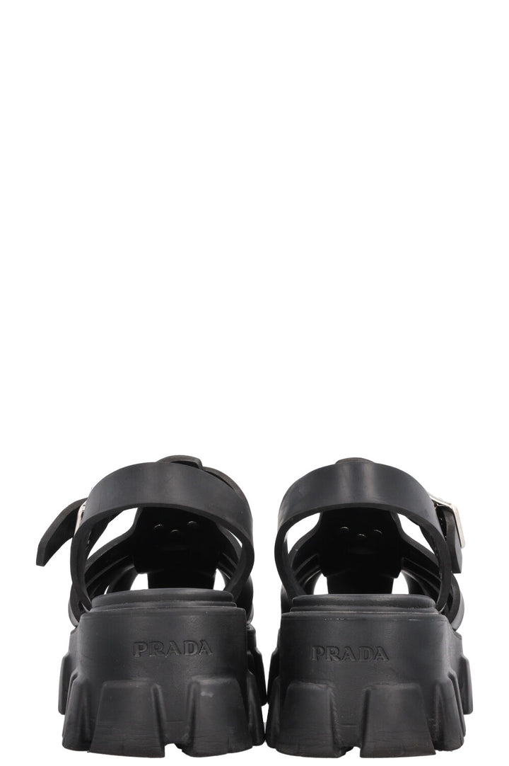 PRADA Rubber Monolith Sandals Black