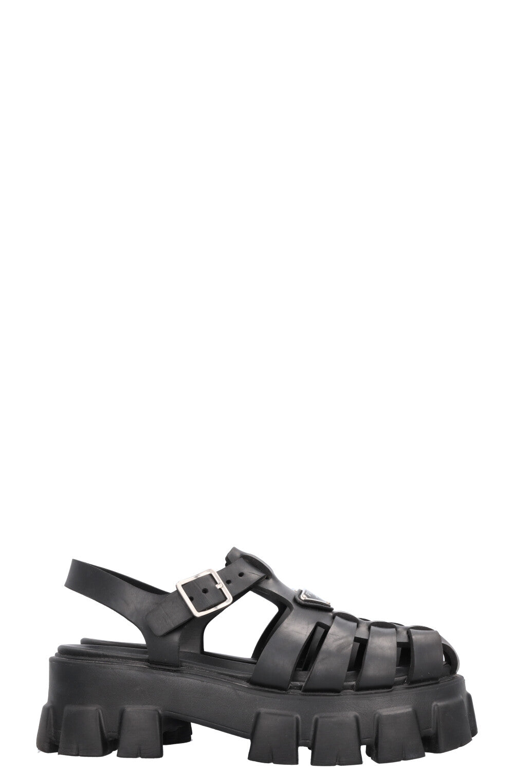 PRADA Rubber Monolith Sandals Black