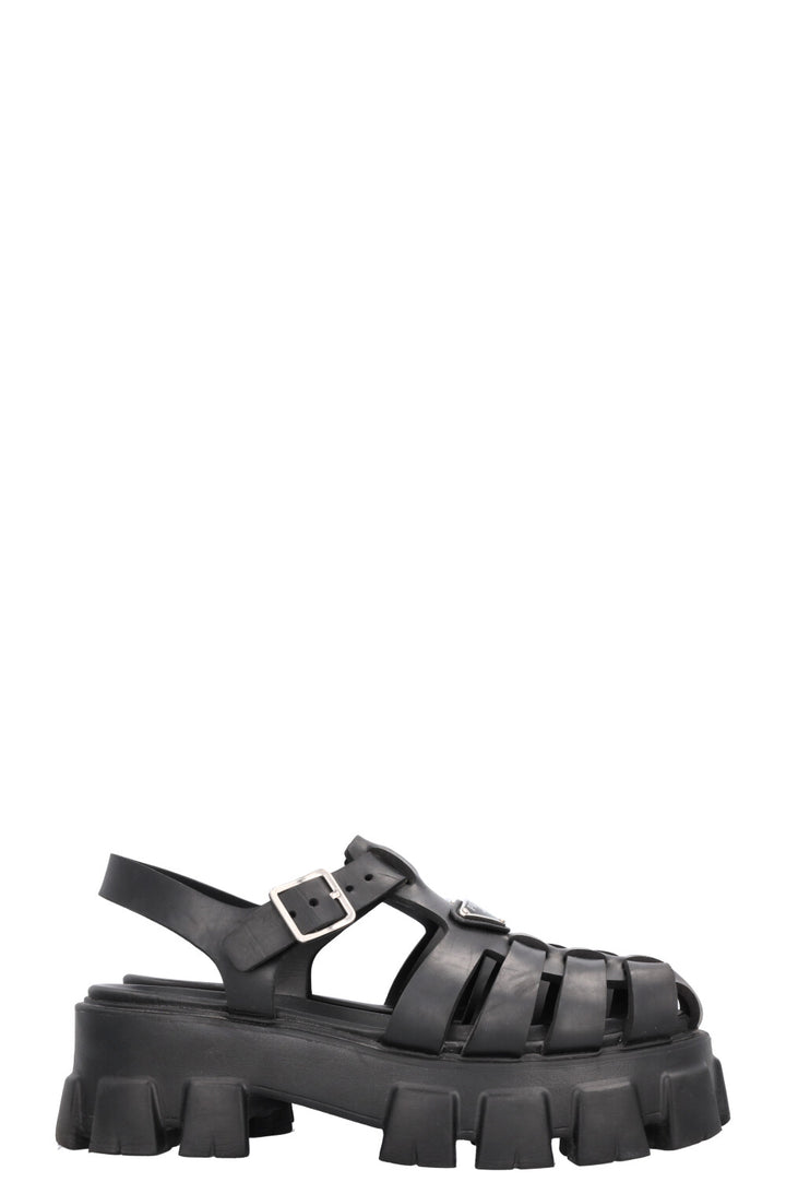 PRADA Rubber Monolith Sandals Black