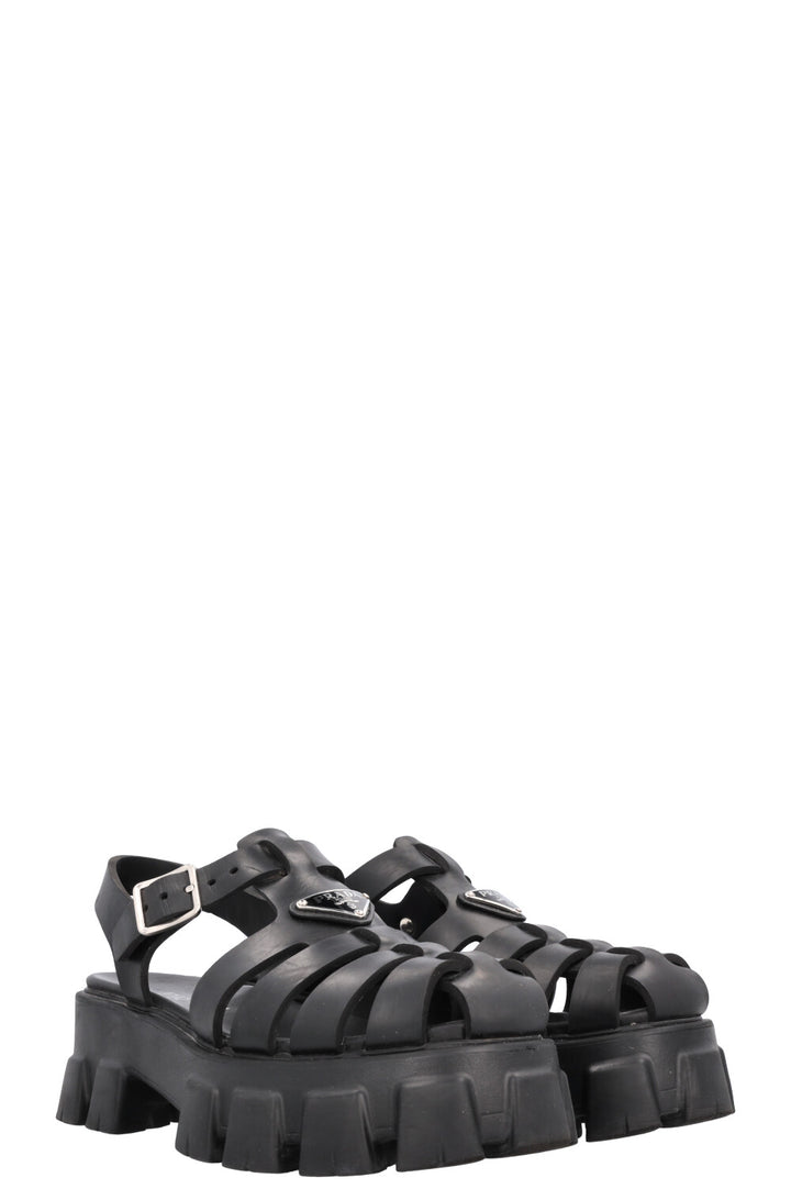 PRADA Rubber Monolith Sandals Black