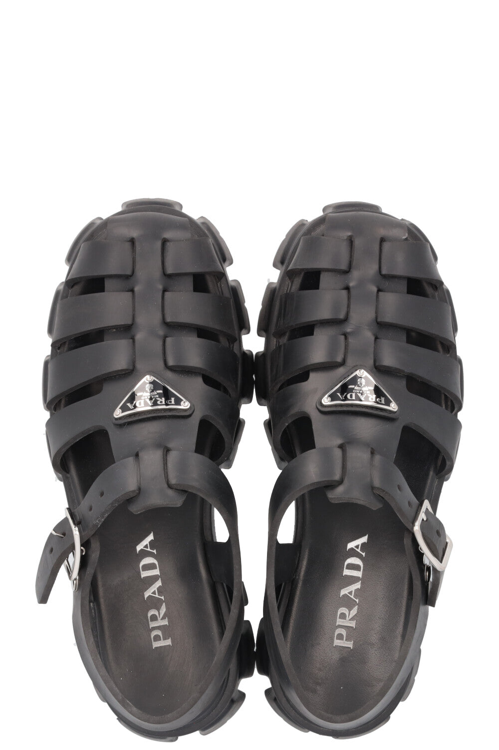 PRADA Rubber Monolith Sandals Black