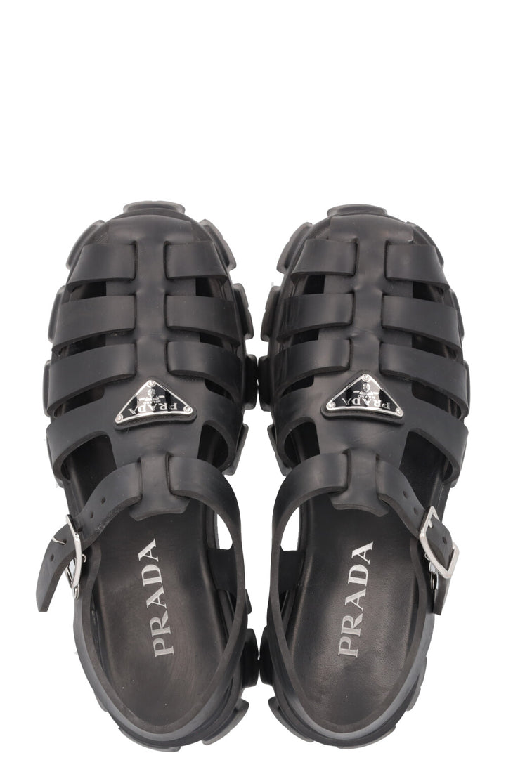 PRADA Rubber Monolith Sandals Black