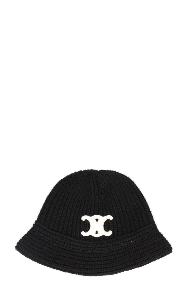 CELINE Triomphe Knit Bucket Hat Black Cashmere