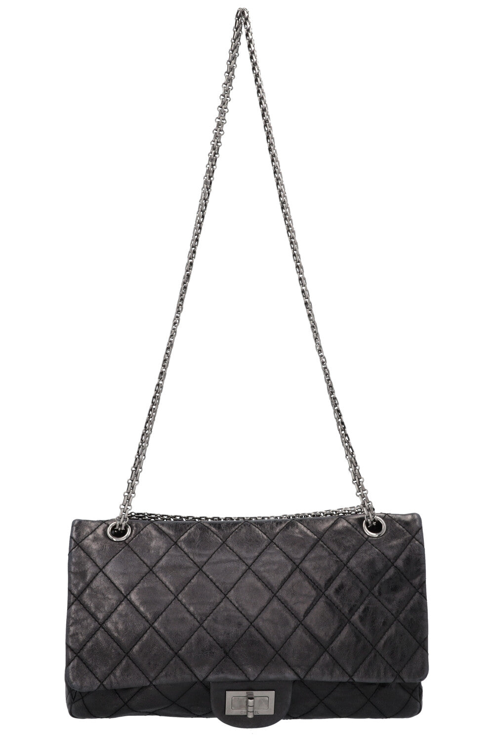CHANEL 2.55 Large Metallic Black
