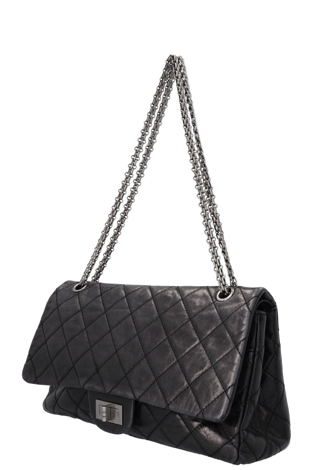 CHANEL 2.55 Large Metallic Black