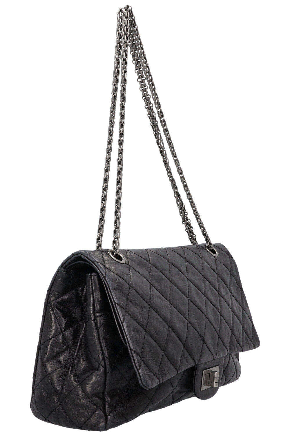 CHANEL 2.55 Large Metallic Black
