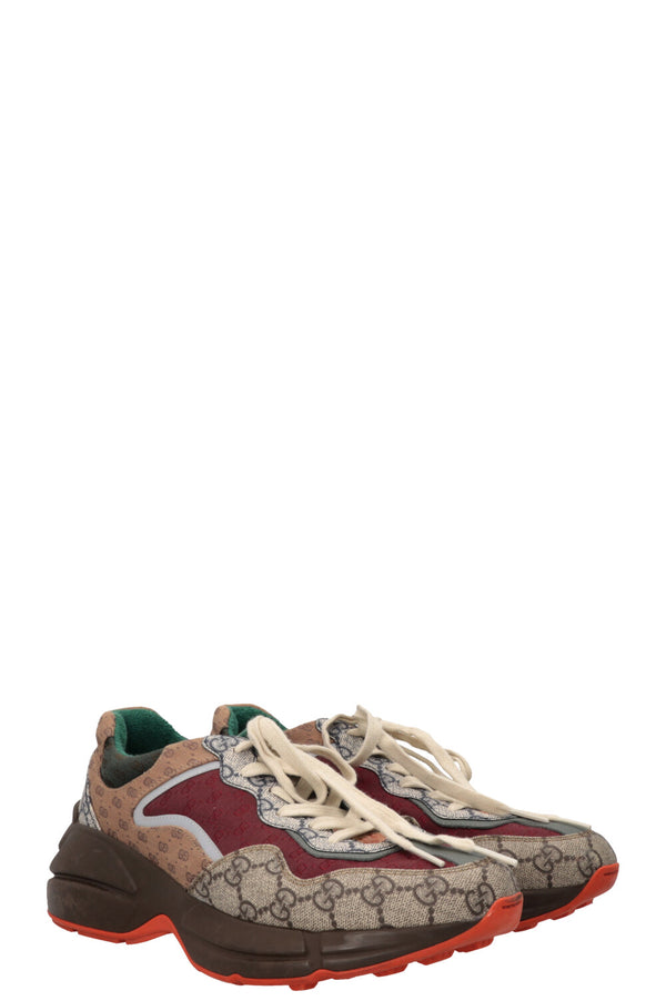 GUCCI Rhyton Sneakers GG Brick Brown