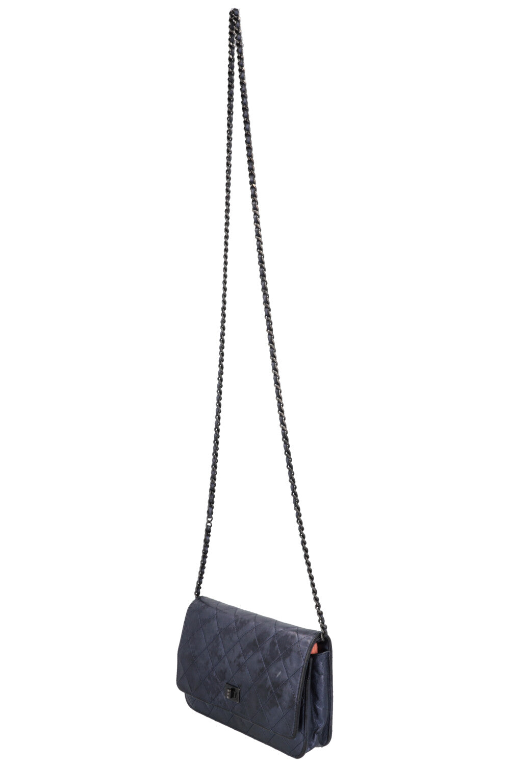 CHANEL 2.55 WOC Leather Metallic Navy